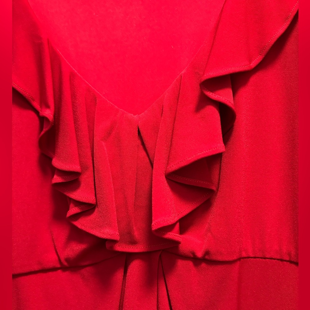 Donna Ricco Red Ruffle Midi Dress - Picture 2 of 7
